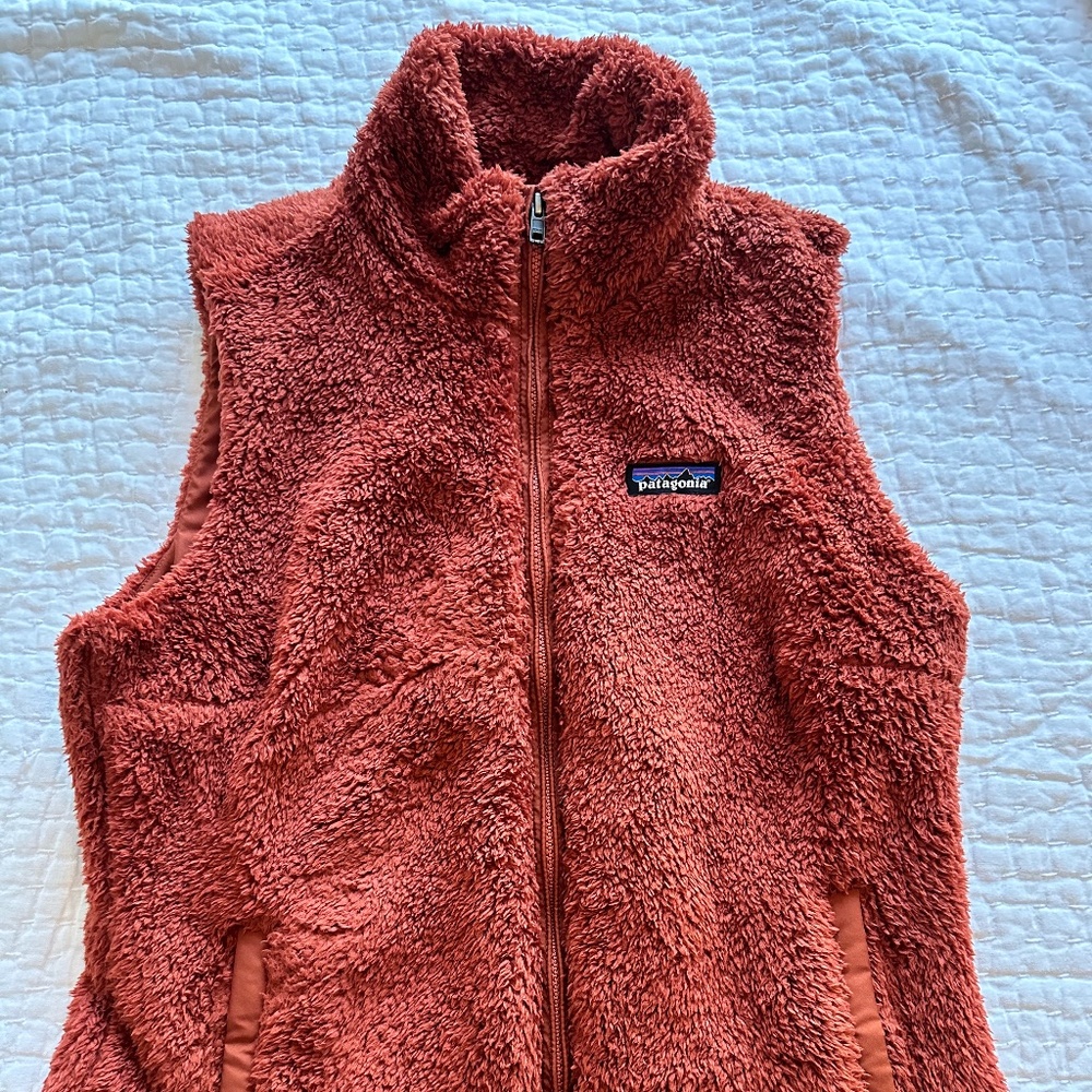Patagonia Los Gatos High Pile Sherpa Fleece Zip-Up Vest - Burnt Orange - Size L